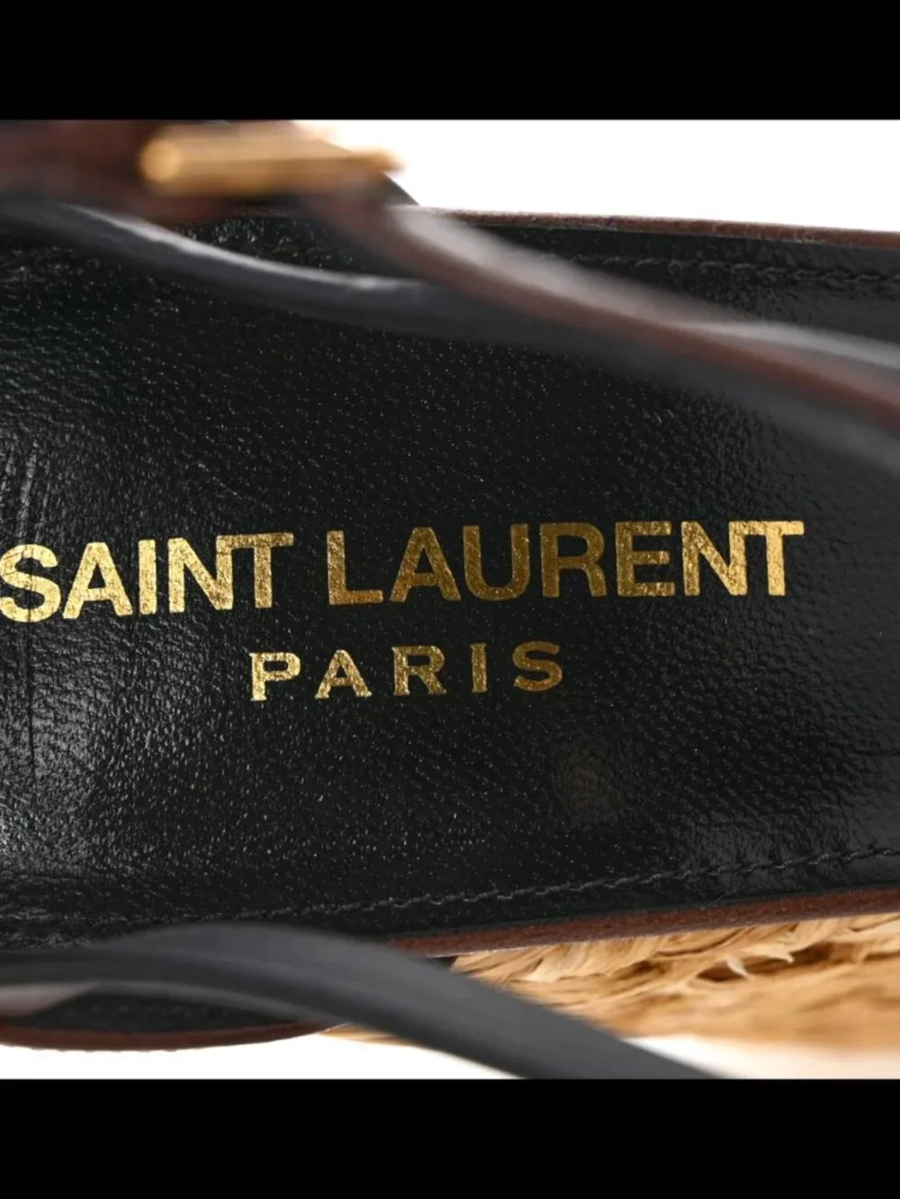 Saint Laurent Cassandra 105 Espadrille Wedge Sandals Brown Leather YSL NIB EU 39